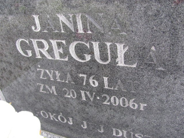 Janina Greguła 1930 Lubartów - Grobonet - Wyszukiwarka osób pochowanych